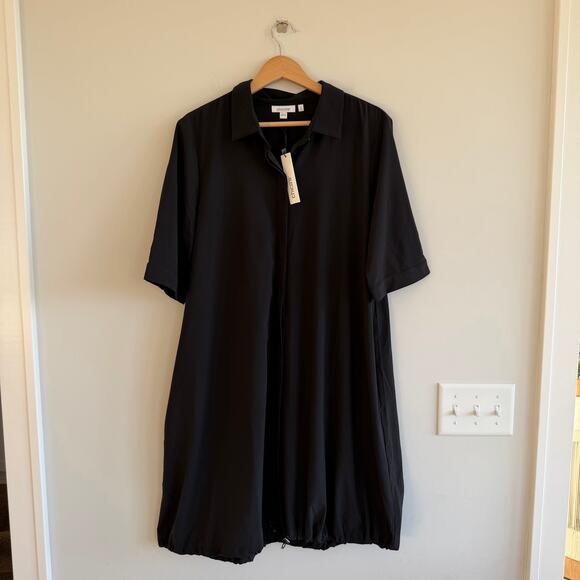 Chico's Zenergy UPF Bungee Half Sleeve Mini Shirt Dress Black L NWT - Picture 6 of 13